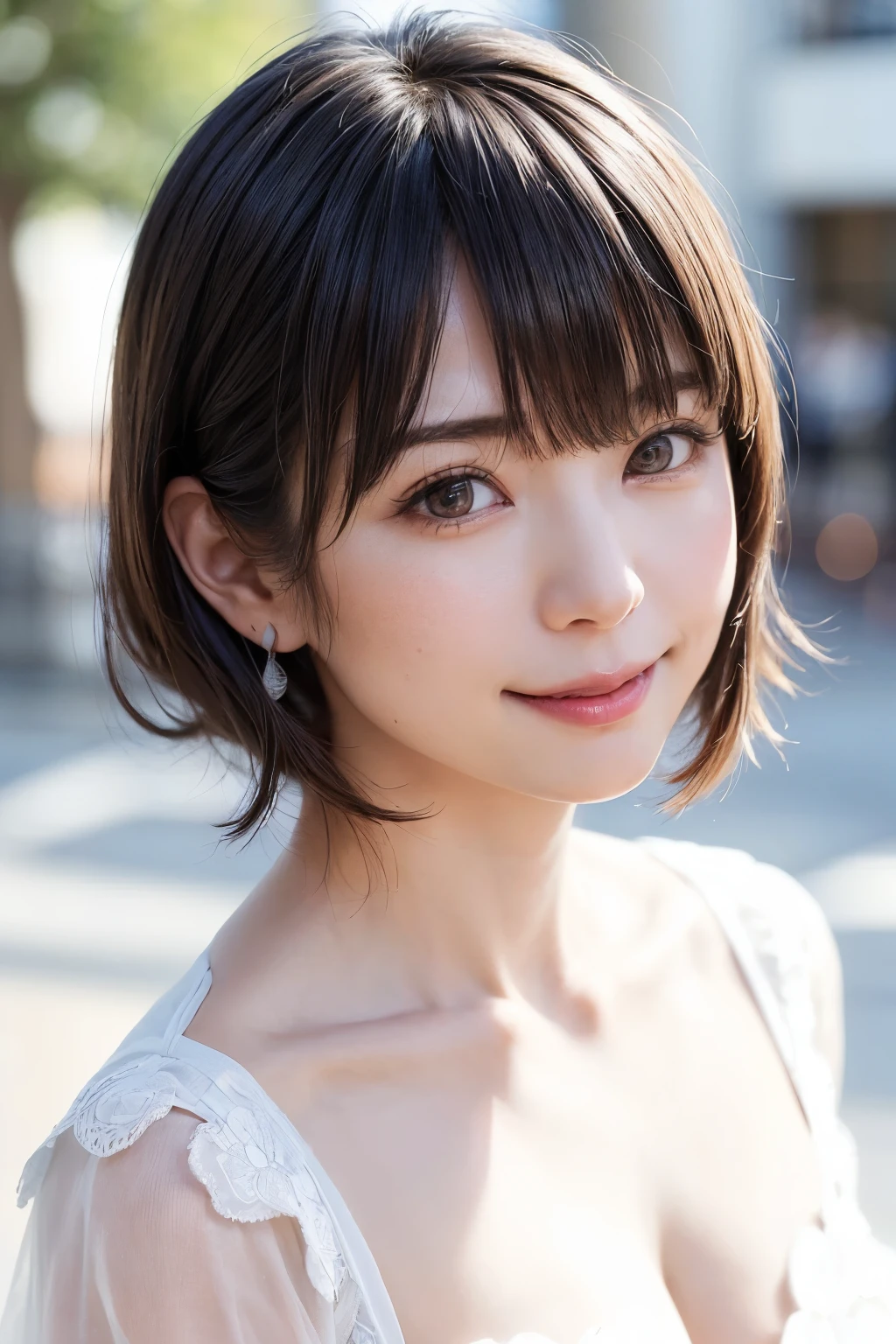 (software:1.8、masterpiece, Highest quality),1 person, alone, hyper Realistic, Realistic,Realistic, Looking at the audience, Light brown eyes:1.4,Brunette Short Bob Hair with highly detailed shiny hair, Brightly colored winter clothes, Lepangas:1.4), Outdoor, Mouth closed, Upper Body、big chest eye、eyelash、{Hugeな|big chest|Hugeなな|Mega} whole :2, chestの谷間:2、(((big chest eye、Short Bob Hair、Highlights from Students、Looking at the audience、She is very beautiful and cute、Show me your ears、Long neck、smile、Close your mouth and smile、Bangs and beautiful teeth)))、Ideal body type、(Nothing is drawn、A very beautiful pure white background:1.6)、美しいLong neck:1.4、(({Huge|big|Hugeな|Mega} chest, chestの谷間:2、Upper Bodyは服を着ていない:1.6))、(((Portraiture:2)))、Perfect Anatomy
