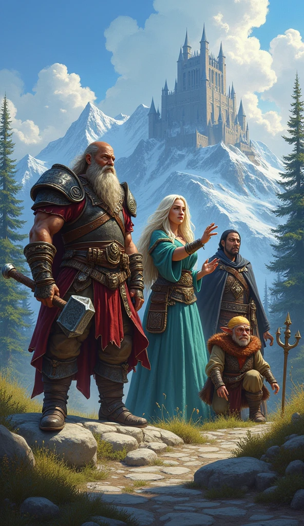 Mighty Dwarven Warrior, Beautiful elven witch, Stern Gnome Priest, Cute Hobbit Thief, Fantasy, Wizardry