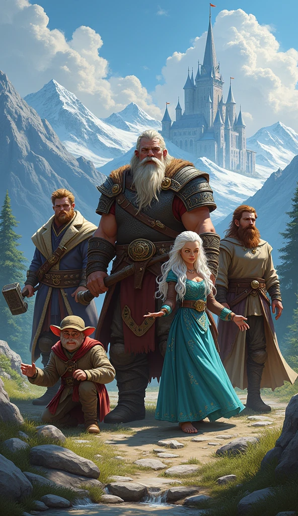 Mighty Dwarven Warrior, Beautiful elven witch, Stern Gnome Priest, Cute Hobbit Thief, Fantasy, Wizardry