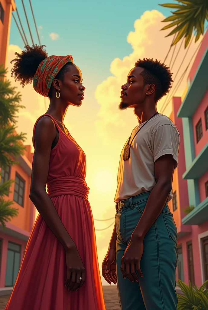 african beutiful Jehovah`s witness teen preaching the word of God with her boyfriend