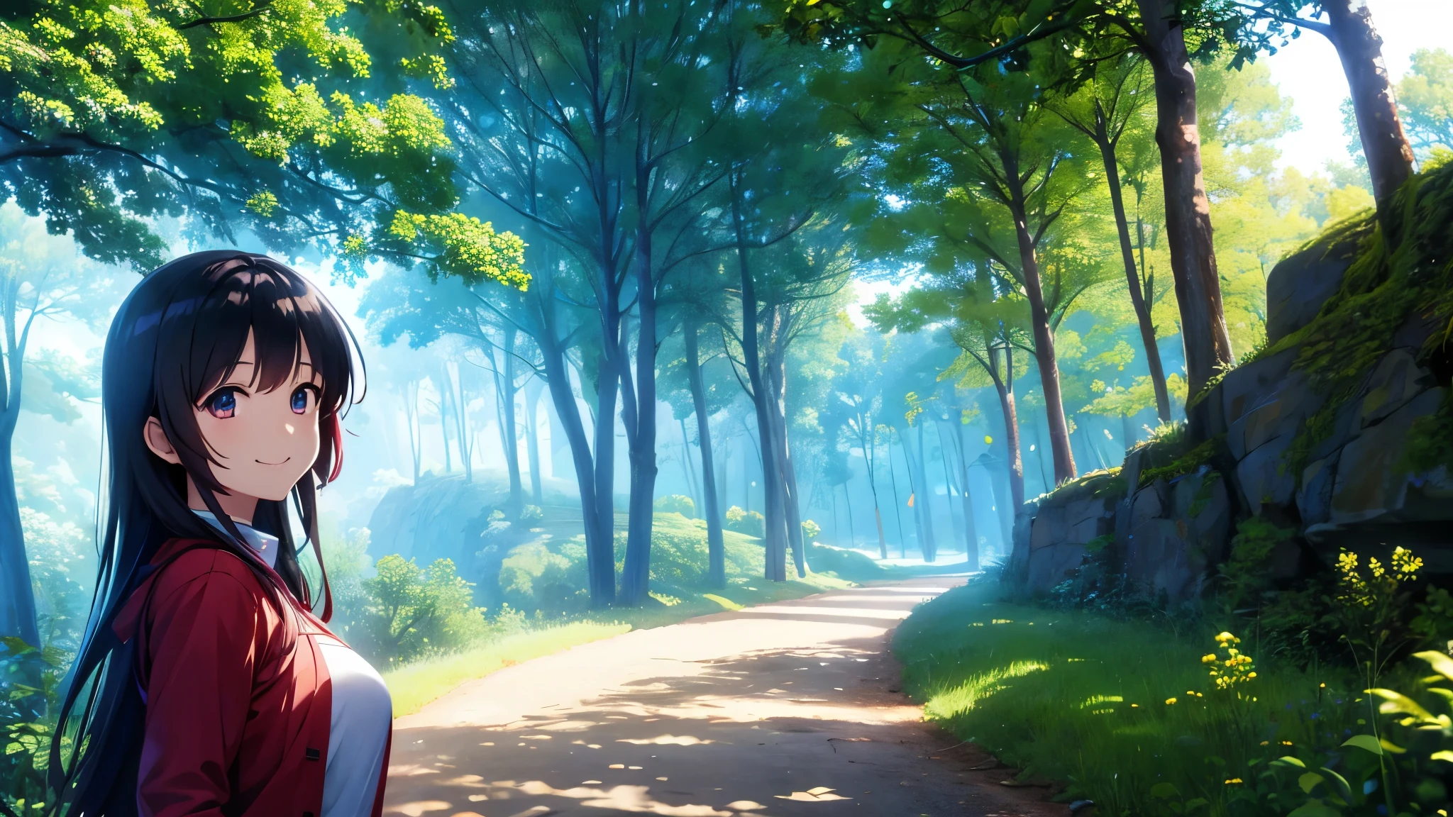 Background of nature、Anime characters、smile