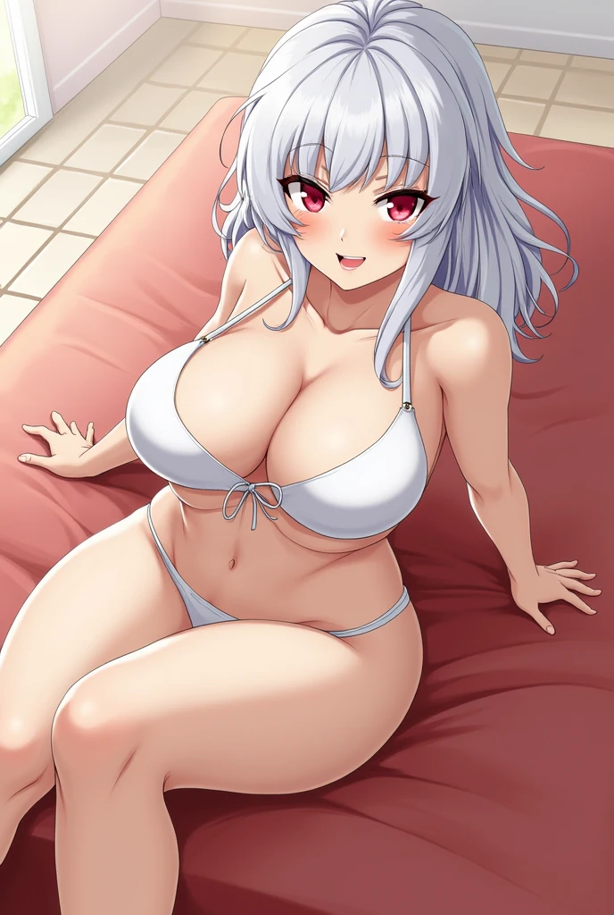 on bed, not wearing clothes, Blur the background, High school girl, big breasts, Short white hair, expression of anger and resignation, is having sex with a man with short brown hair doggy style, Glitter effect, highest quality, 8k, High resolution, work: 1.2, very detail, Realistic: 1.37, High resolution, 超High resolution, The painting is very delicate, very detail, professional, bright colors