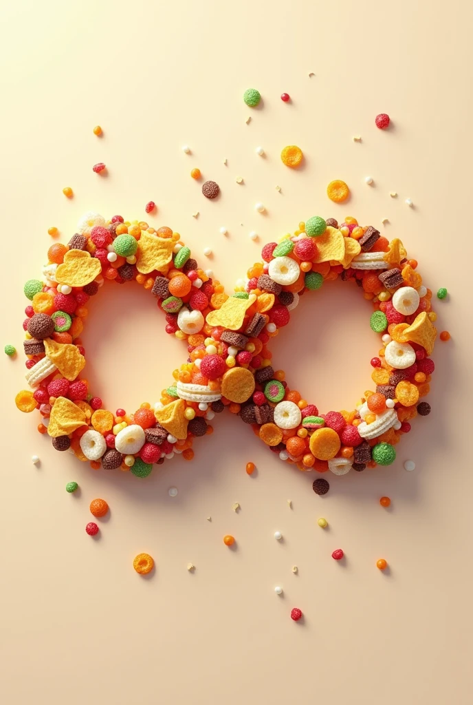 Infinity symbol made with junk food 
