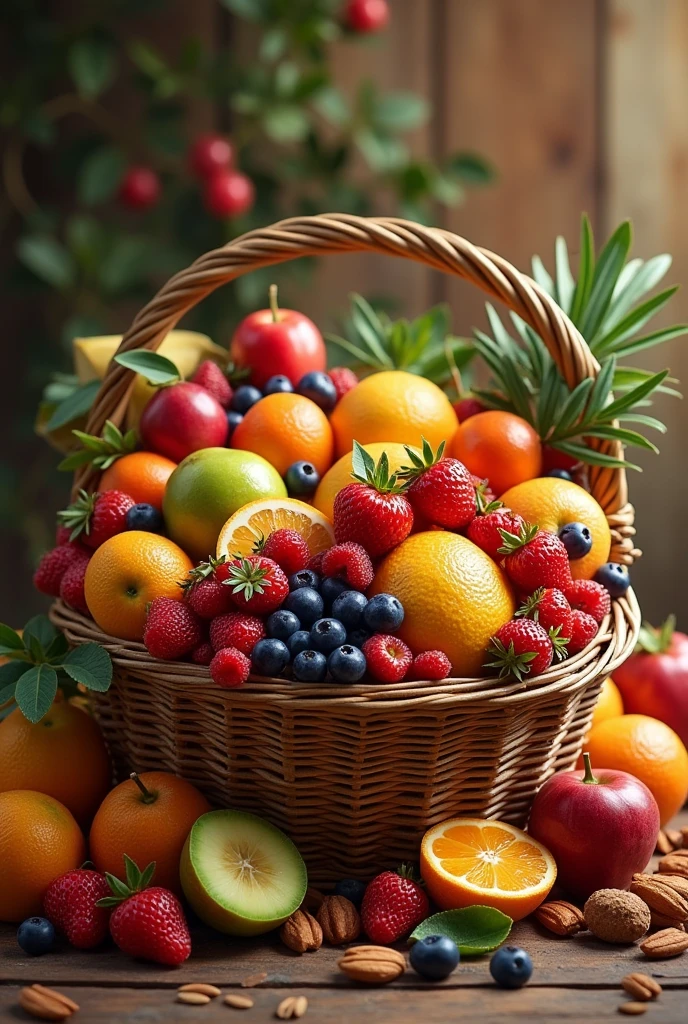 A basket full with fruit and dry fruits 