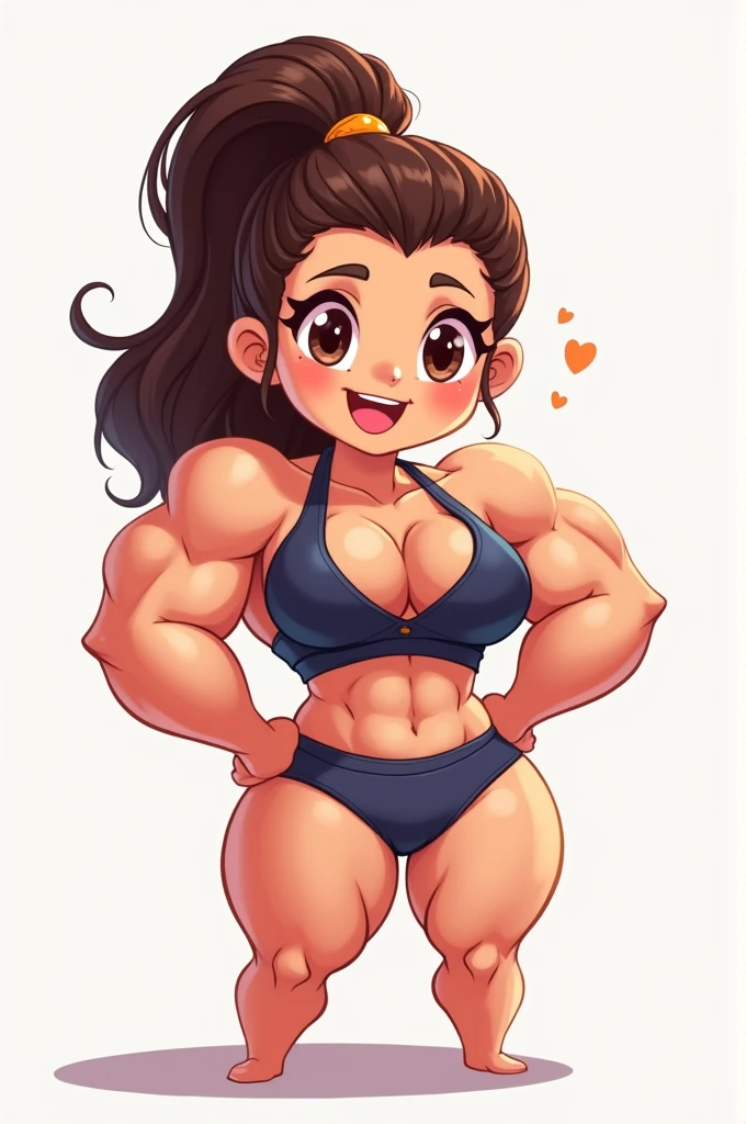 Chibi, muscle girl, y, cute, happy