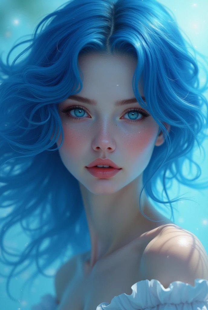 Beautiful woman with blue hair