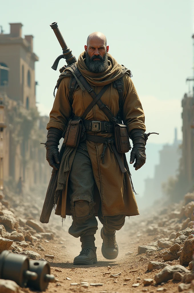 Bald man, with a beard and apocalypse