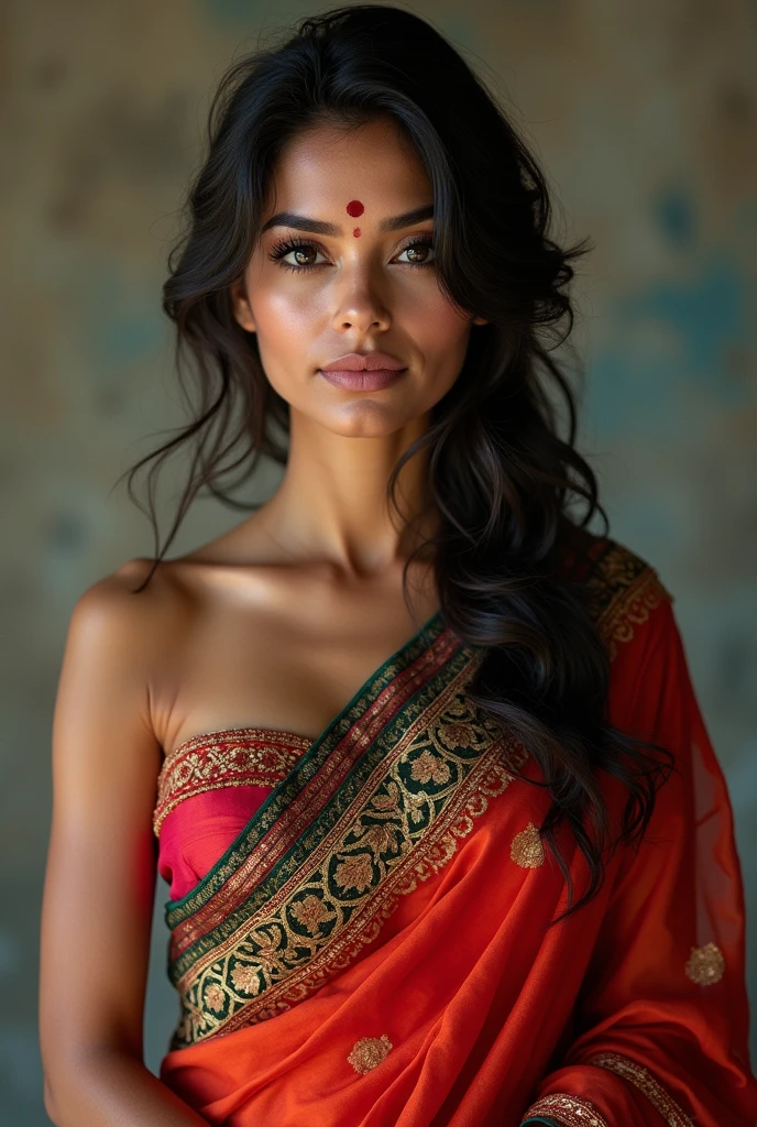 Mia Khalifa wearing saree and vermilion on the forehead 