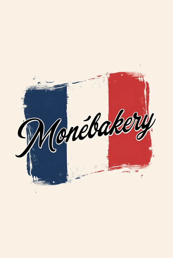 I want to create a logo for a French cafe Cafe name Monebakery Make a logo in size 9:16 Make it with the French flag in the background