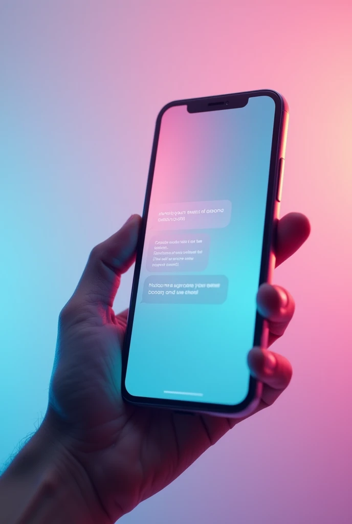 generate a nice gradient background with smartphone which has a leaked chat on the phone