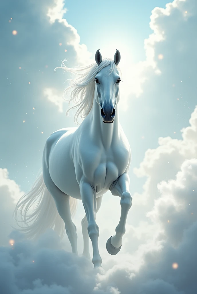 Very beautiful white  horse in heaven 