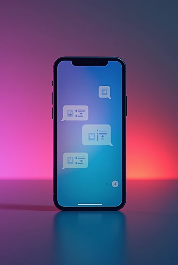 generate a nice gradient background with smartphone which has a leaked chat on the phone don't add hand