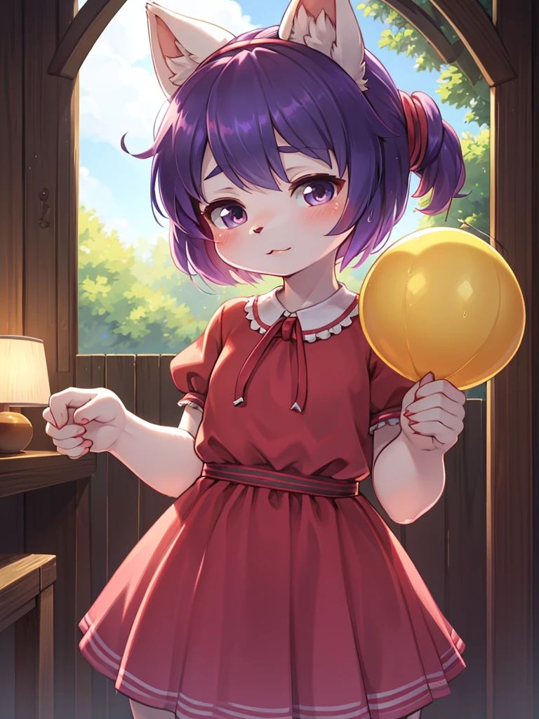 childish girl , Holding a balloon , coquettish , Cunning , Fascinating , Seducer , Naughty , innocent , moist eyes , glossy lips , childish clothes , childish hair tie , Wonderful days , (LUMMELTUTE)