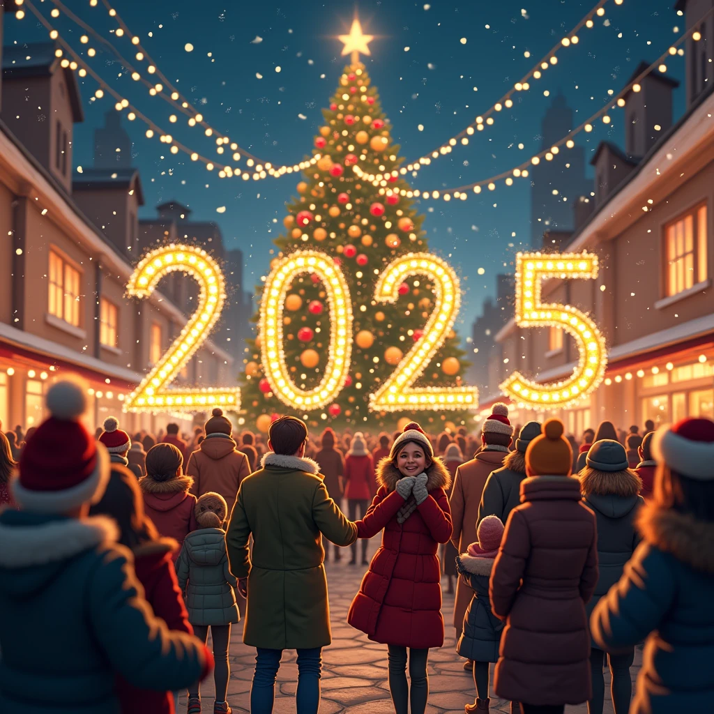 Make a picture saying happy new year 2025 and happy Christmas, add the words happy new year and happy christmas