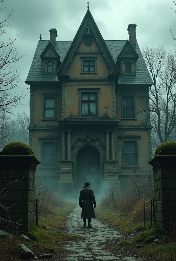 The traveler comes across an old mansion at the edge of the town, its windows shattered, and the door hanging off its hinges. Rumor has it that no one who enters this house ever returns."