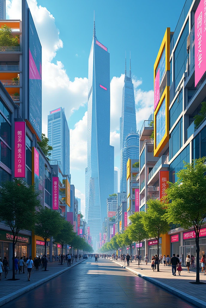 create a colorful modern city, but not so much in voxel