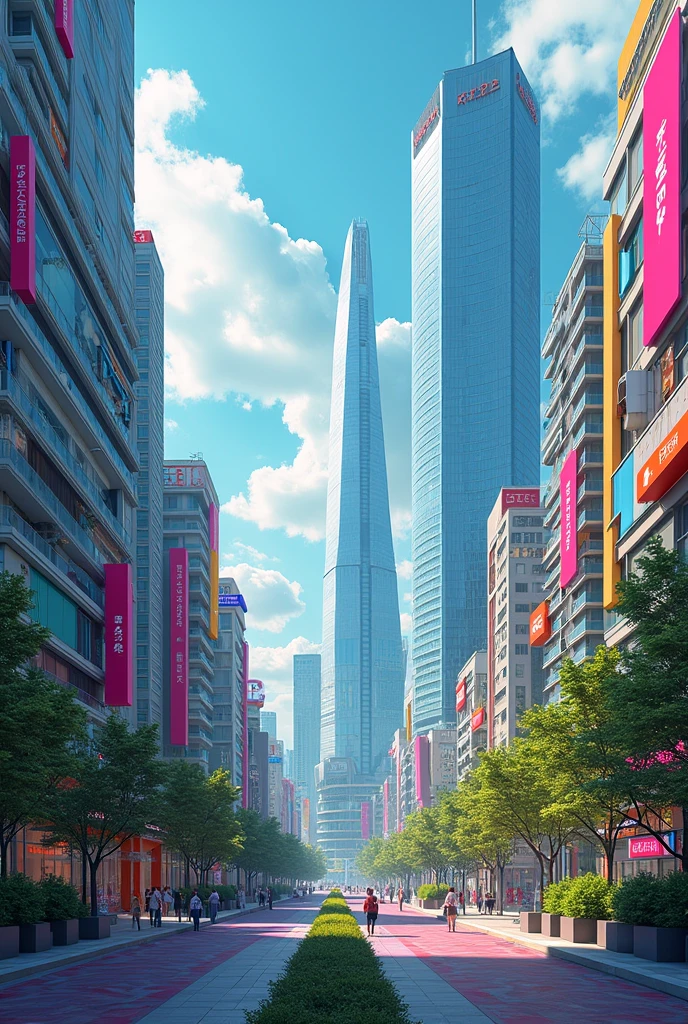 create a colorful modern city, but not so much in voxel
