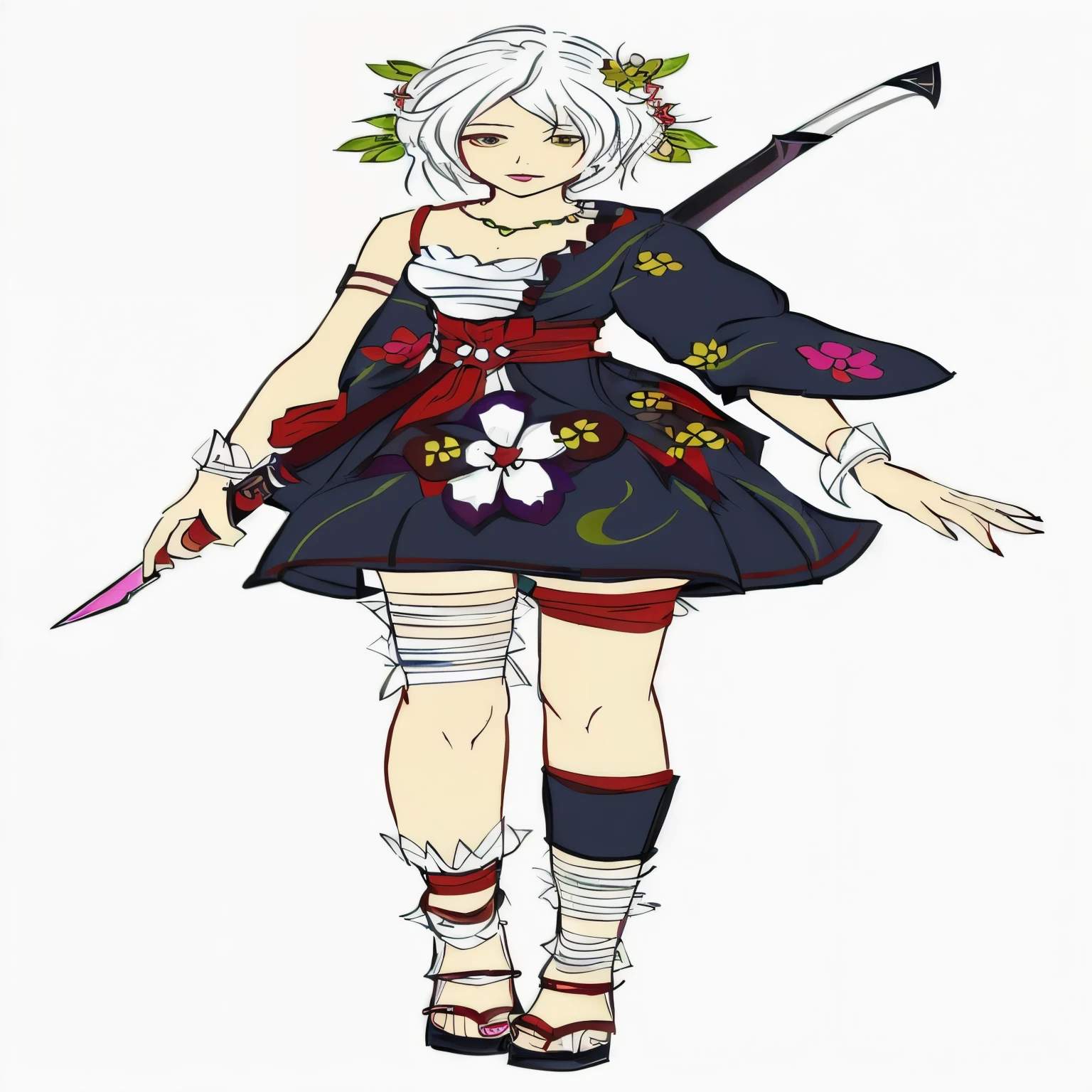 a cartoon drawing of a woman in a dress with a sword, !!full body portrait!!, floralpunk elysian maiden, full body adoptable, anime woman fullbody art, outfit design, :14 80s anime style, yandere intricate, touhou character, anime styled, inspired by Ayako Rokkaku, anime inspired, anime full body illustration