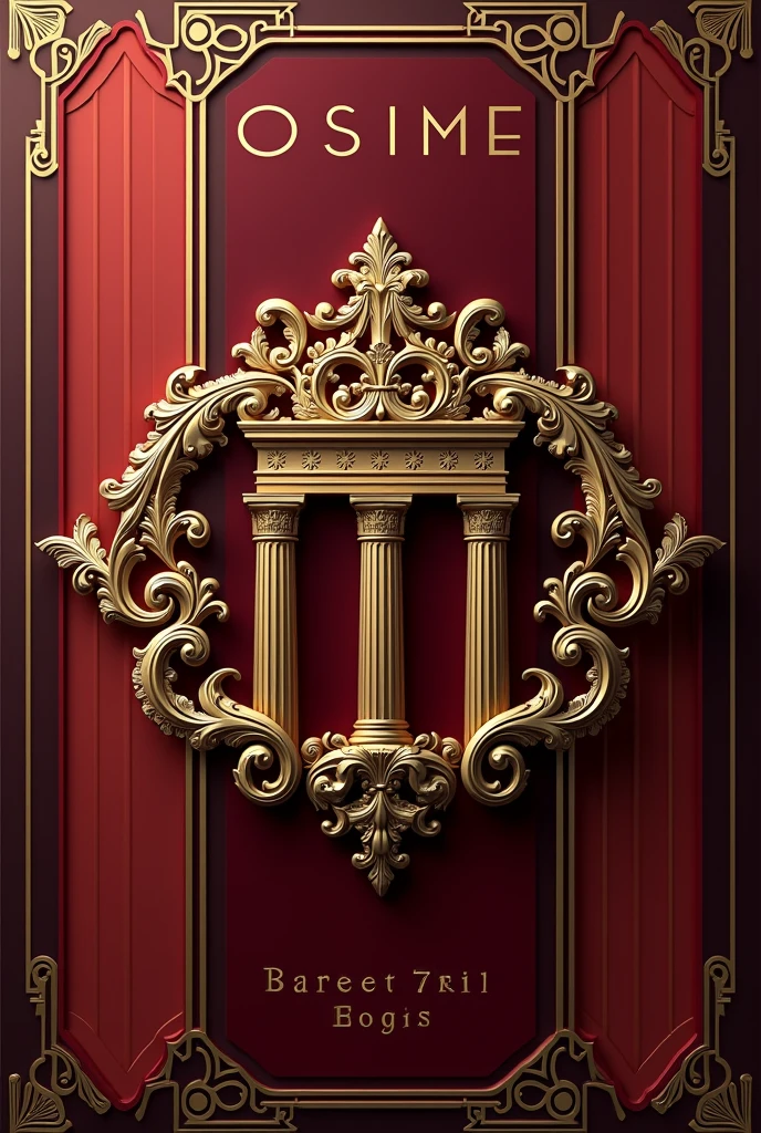 Create a candy wrapper design in burgundy, red and gold tones, make a logo based on Rome 

