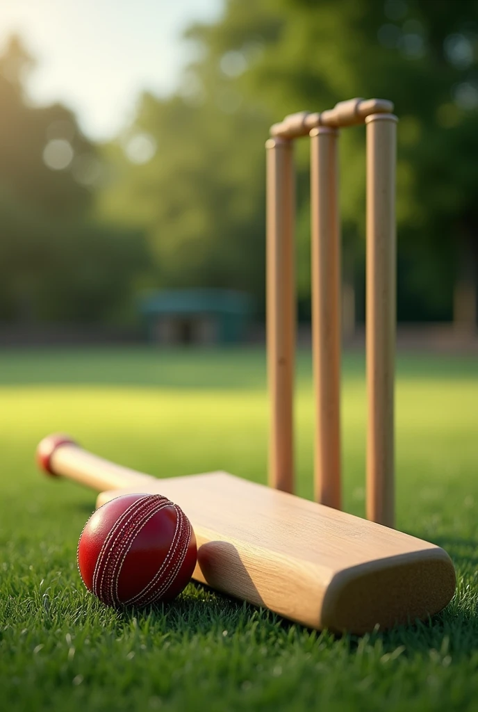 TURF WITH BAT AND BALL AND STUMP