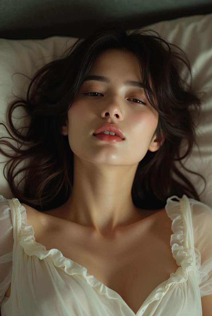 extremely quality photo, sharp focus, epic realism, realisitic, source_photo, proper alignment, young japanese actress, orgasmic climax, at bed