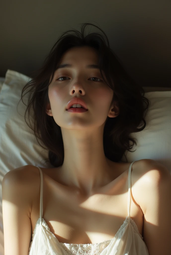 extremely quality photo, sharp focus, epic realism, realisitic, source_photo, proper alignment, young japanese actress, orgasmic climax, at bed