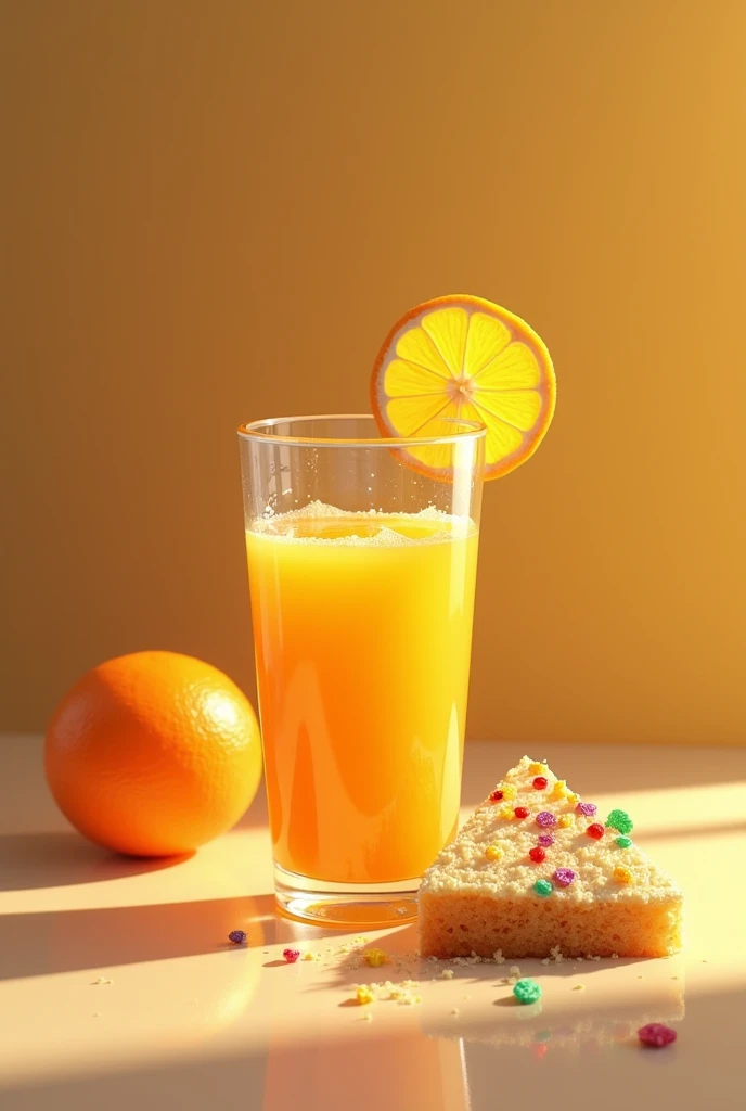 Orange juice with Mexican cake