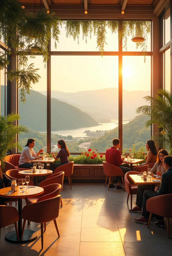 Cafe design with beautiful day view