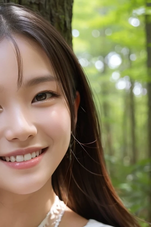 Forest beauty profile close up smile