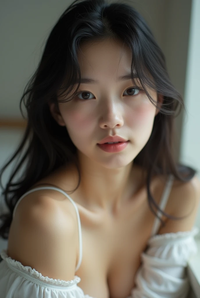 A Japanese woman in her 20s wearing simple underwear、front。