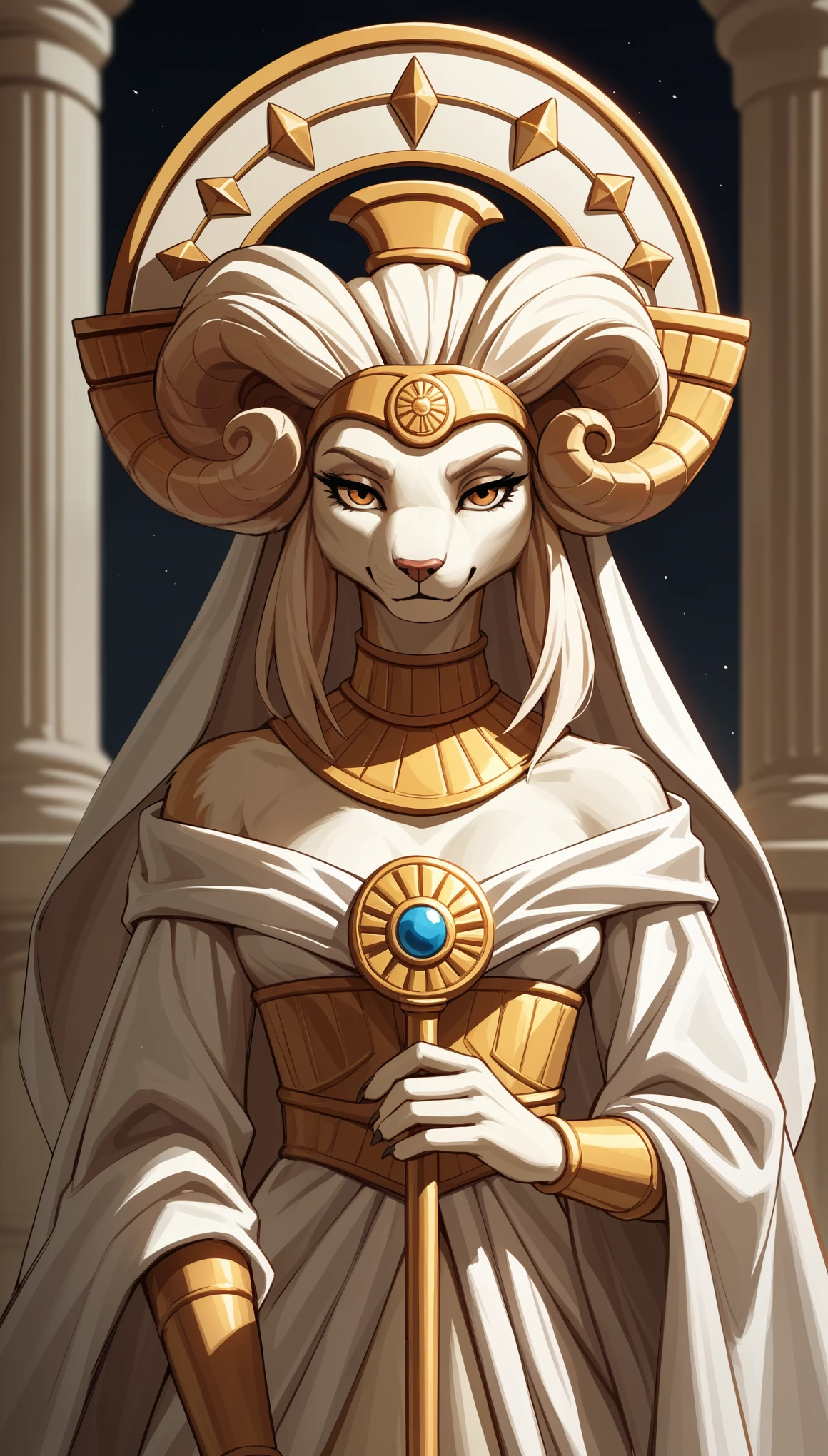 score_9, score_8_up, score_7_up, score_6_up, score_5_up, score_4_up, BREAK source_anime, [source_anthro], rating_safe, [rating_explicit],

Greek goddess, wearing intricately crafted bronze adornments and voluminous white robes, beautiful, goddess Athena, captivating, natural, seductive, furry ram girl, Intrigued, solo, anthro, portrait.

