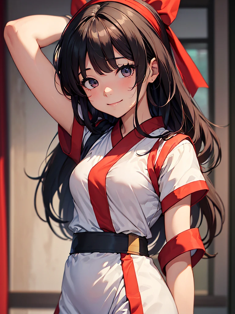 (masterpiece、top-quality、hight resolution、Unity 8k、extremely details CG:1,Best Picture), ((nakorurums. red ribbon, hair band)), A young woman with a delicate and pure appearance, characterized by a modest hairstyle and minimal makeup. She exudes an aura of innocence, with a soft, almost shy smile. "Person lifting their shirt slightly, revealing their underwear beneath. The shirt is pulled up just enough to expose the waistband or a portion of the undergarment. The pose is casual, and the focus is on the subtle reveal of the underwear.", nsfw, small breasts