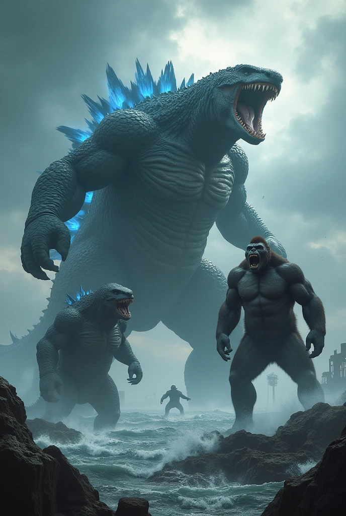Megalodon and Godzilla and King Kong