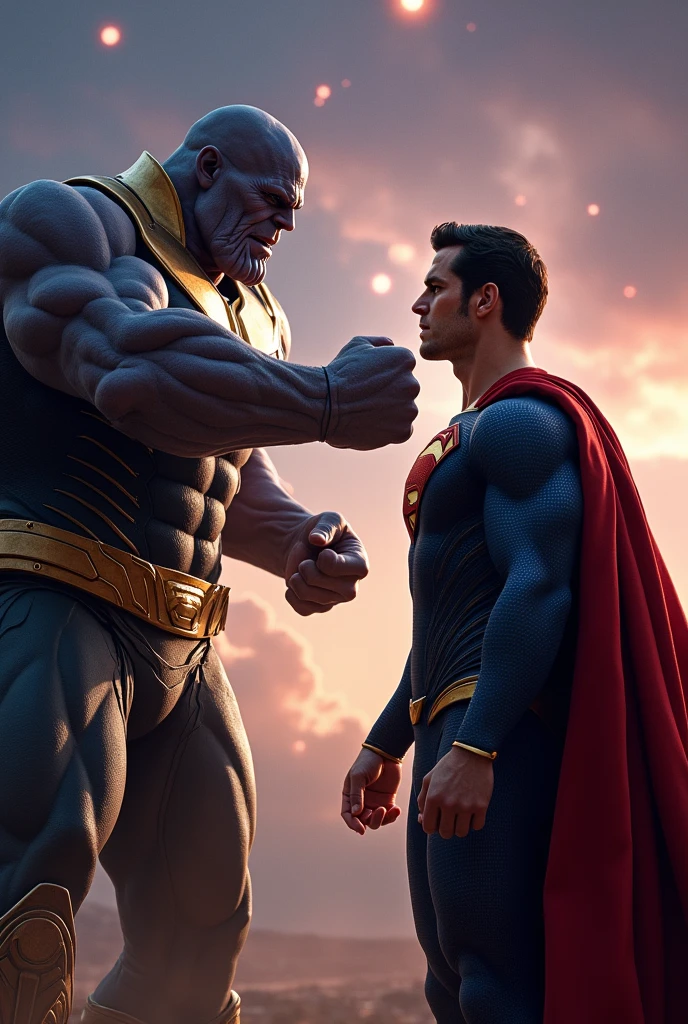 Thanos punch at superman face