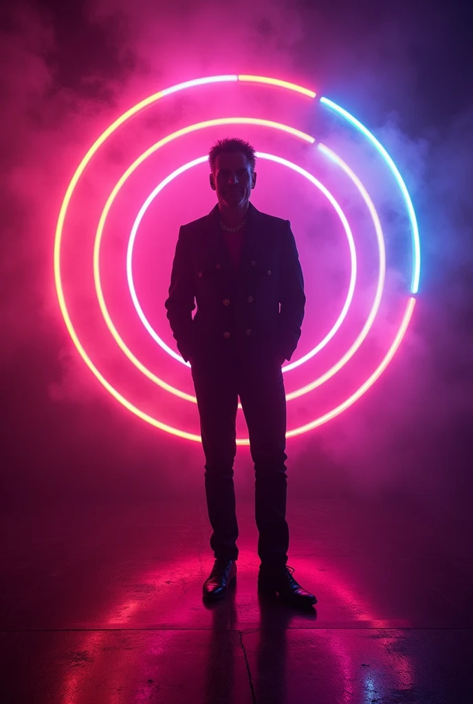 Halo of neon light and Claude François