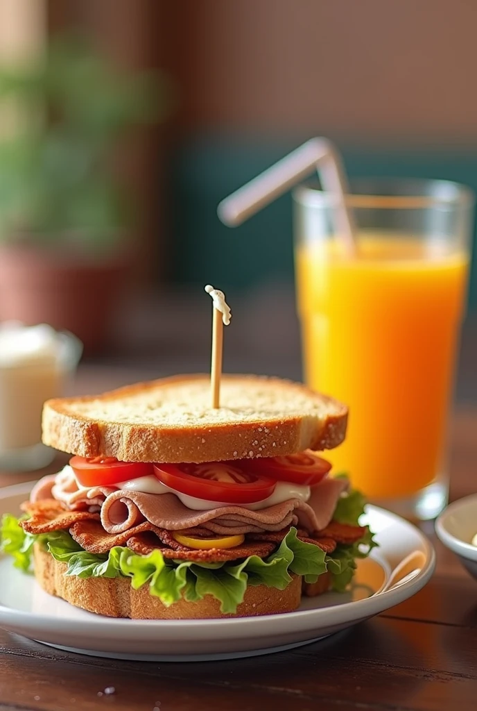 American Sandwich . Orange juice. Dressing