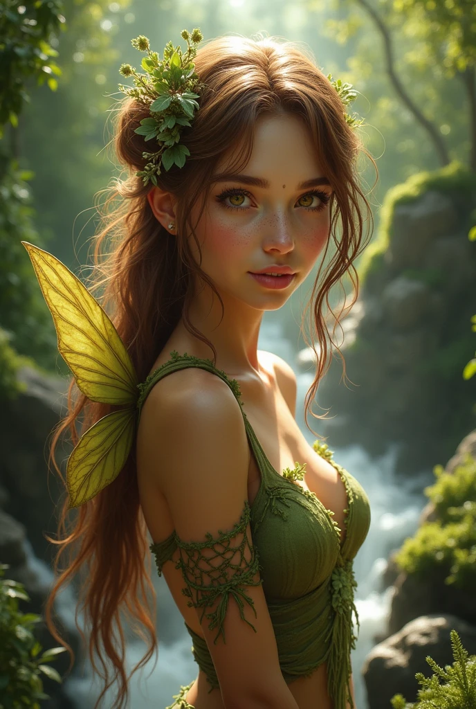 the earth fairy with brown hair realistic