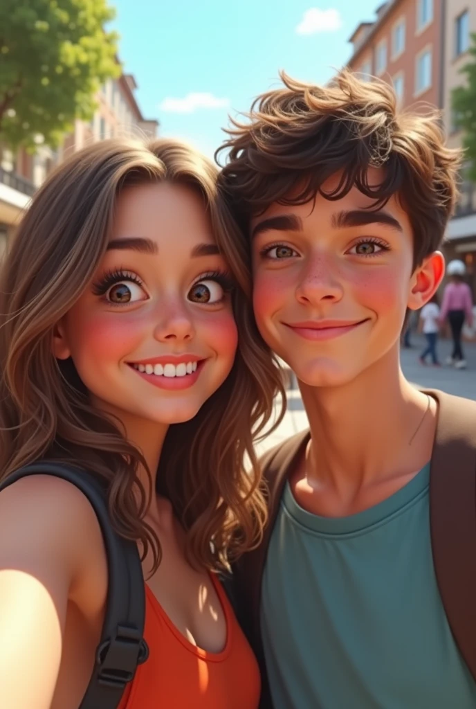 16 yrs old girl and boy clicking selfie together 
