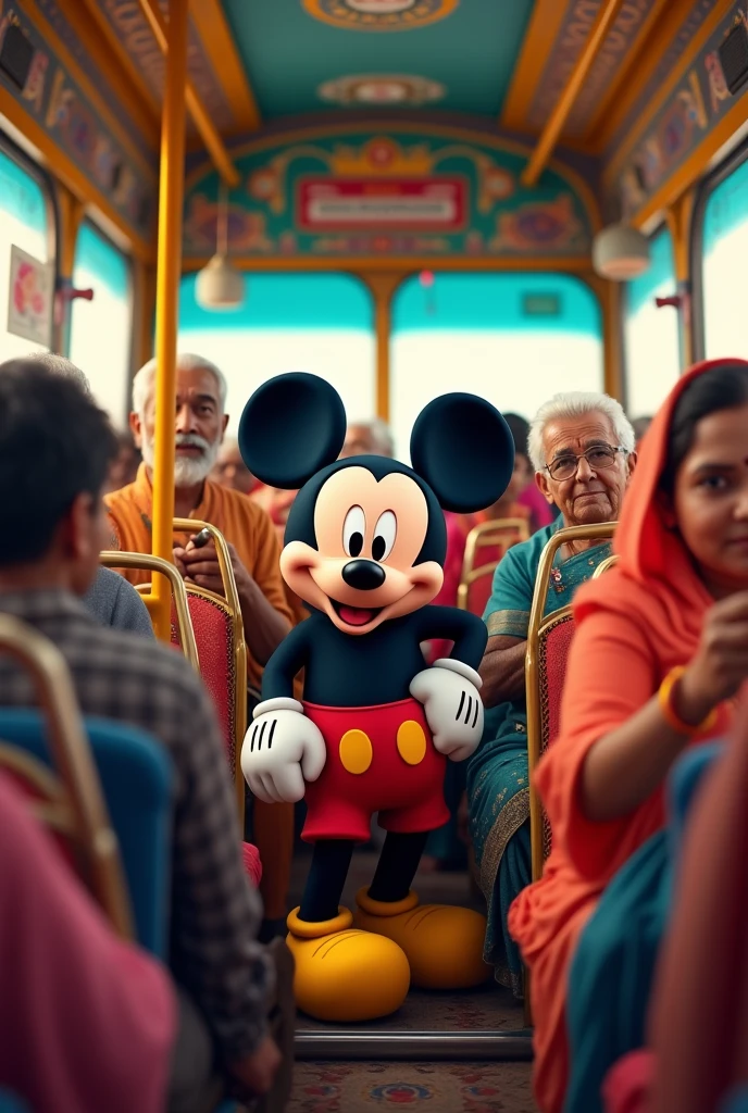 Micky mouse in Indian bus