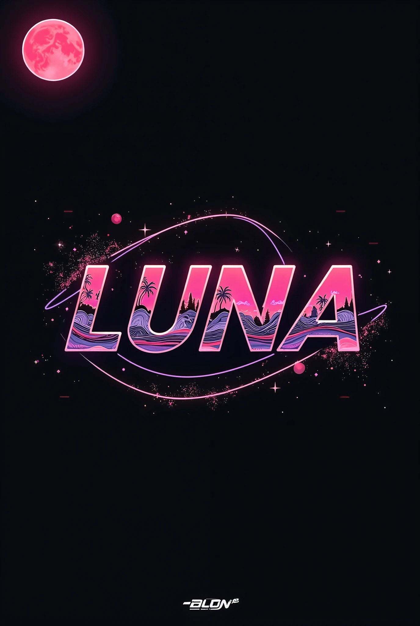 High resolution, Logo for Jdm cars, logo spelling swiftly “LUNA” cool, Jdm theme, anime theme, Cyberpunk vibe name spelling, brand logo, logo for tshirt, brand logo “LUNA”, neon vibes, acid trip vibes, acid trip, shooting stars, acid trip inside “LUNA”, acid trip, hallucinations inside “LUNA”, Waves of hallucinations, splash, purple,