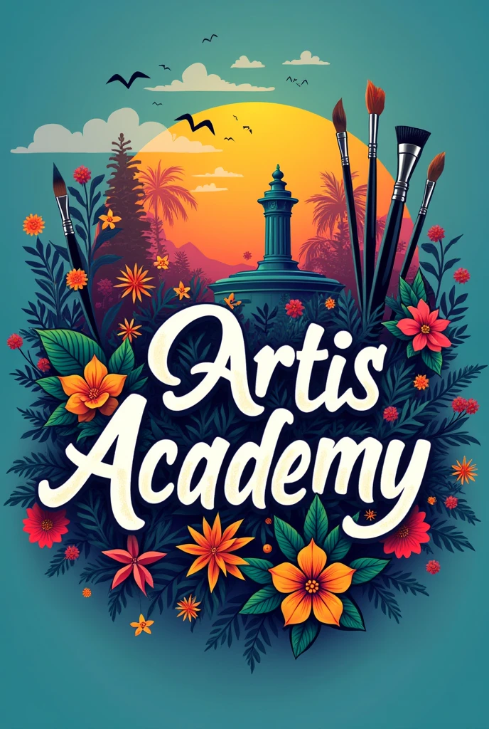 make a creative school logo with the school name: Artistic Arts Academy in the philippines