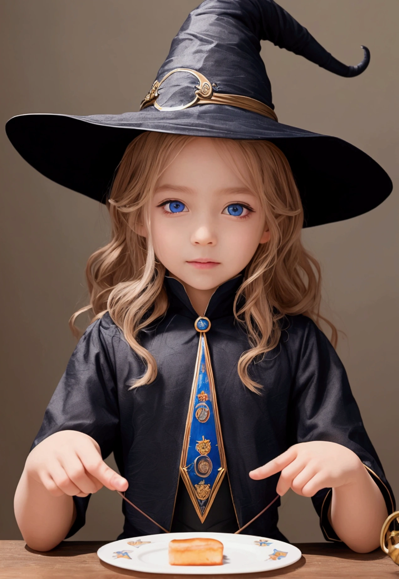 masterpiece, Highest quality, Wizard's Tea Party, Little, Handsome male witch, Beautiful Witch, Highly detailed realistic eyes, Happy, Vibrant, colorful,