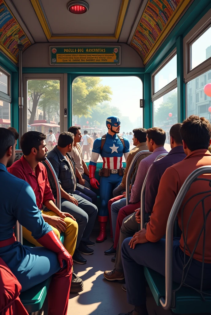 Avengers team in Indian bus