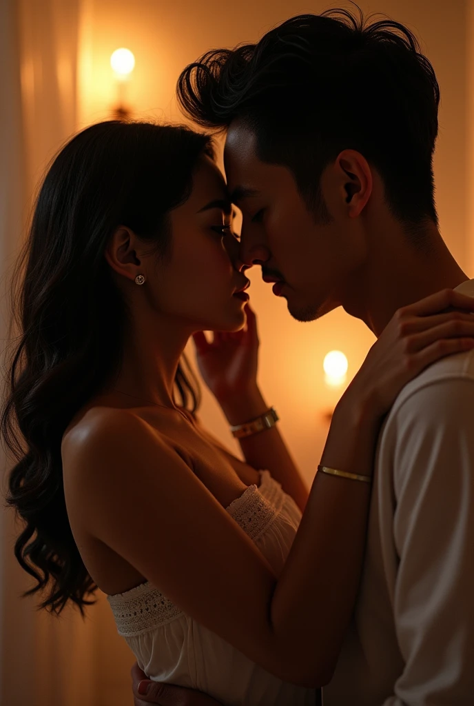 Ebony kissing an asian guy