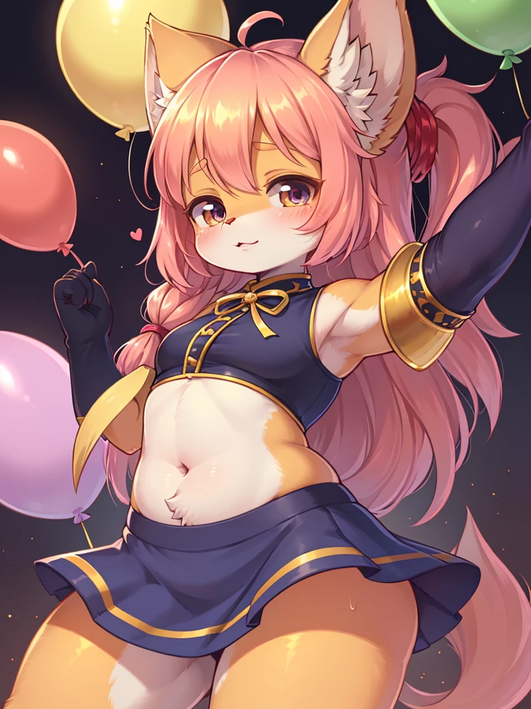 2 boys, squirrel, furry, bodyfur, tail, hair bow, collar, bra, bottomless, gloves, boots, chibi, penis, testicles, sparkling eyes, idol, dancing, singing