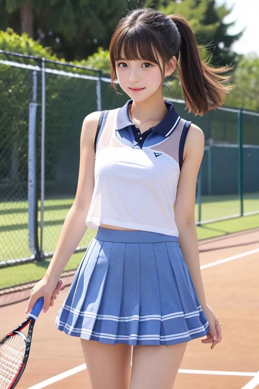 cute、high school girl、Idol、Tennis Wear、mini skirt、See-through、Fluttering in the wind