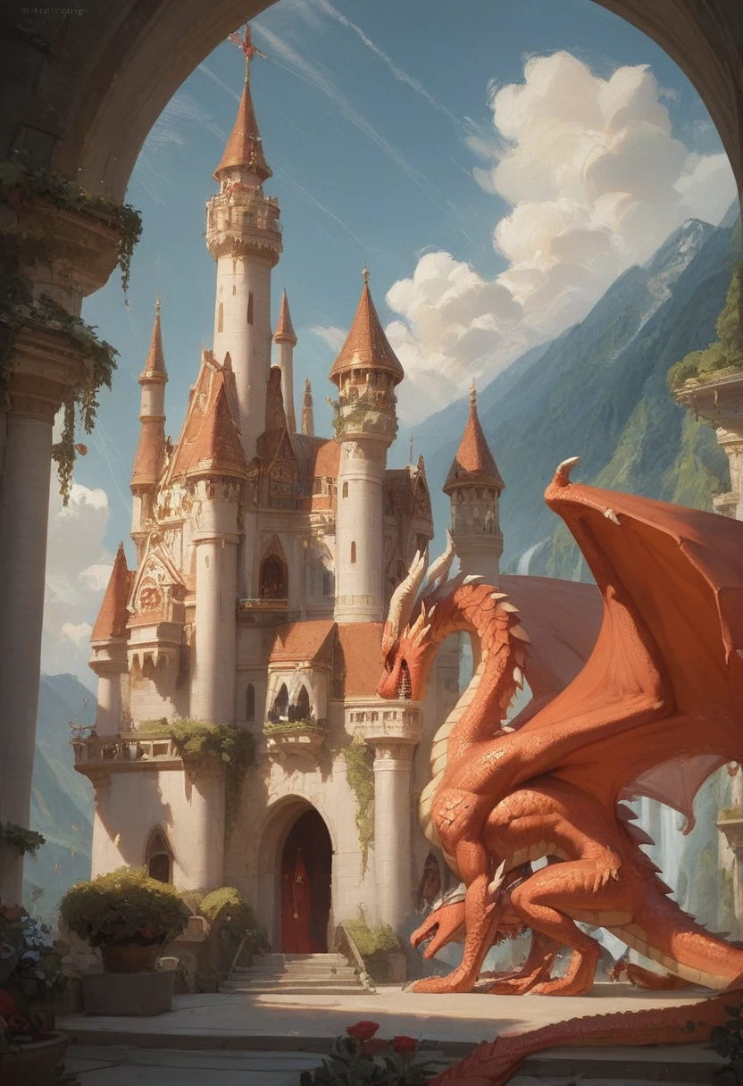 A large dragon with many spikes and glittering scales all over its body flew up to the highest tower of the castle.... Soon, Behind the Walls, the noise of his huge wings and the gusts of heat could be heard. "That evil dragon again", - thought the princess and pulled the hem of her dress... "Only his fucking was gone. crap", - She said, gritting her teeth and resolutely walked out onto the small balcony of her tower...