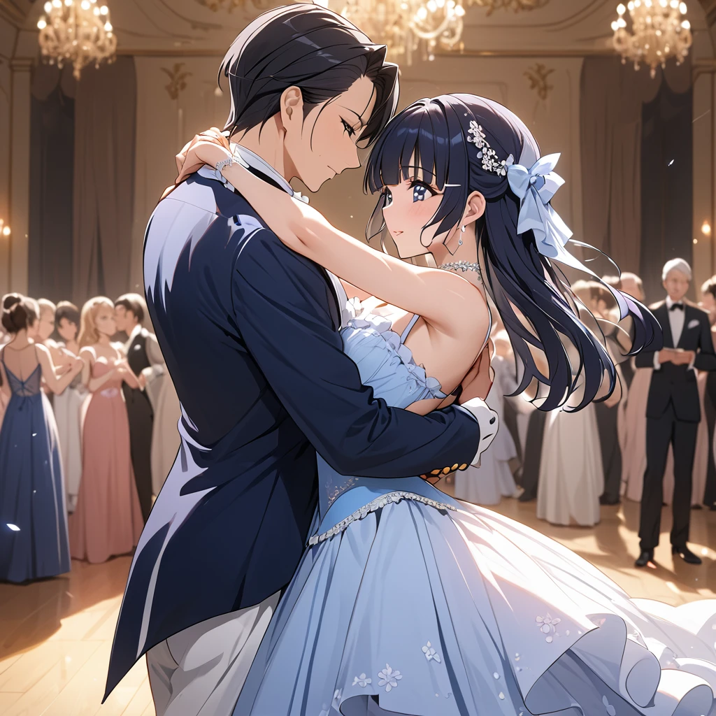 ((Highest quality)), ((masterpiece)), (detailed), (Perfect Face)、The woman is Reika Aoki with semi-long hair、A woman is dancing the waltz in a waltz costume in Vienna