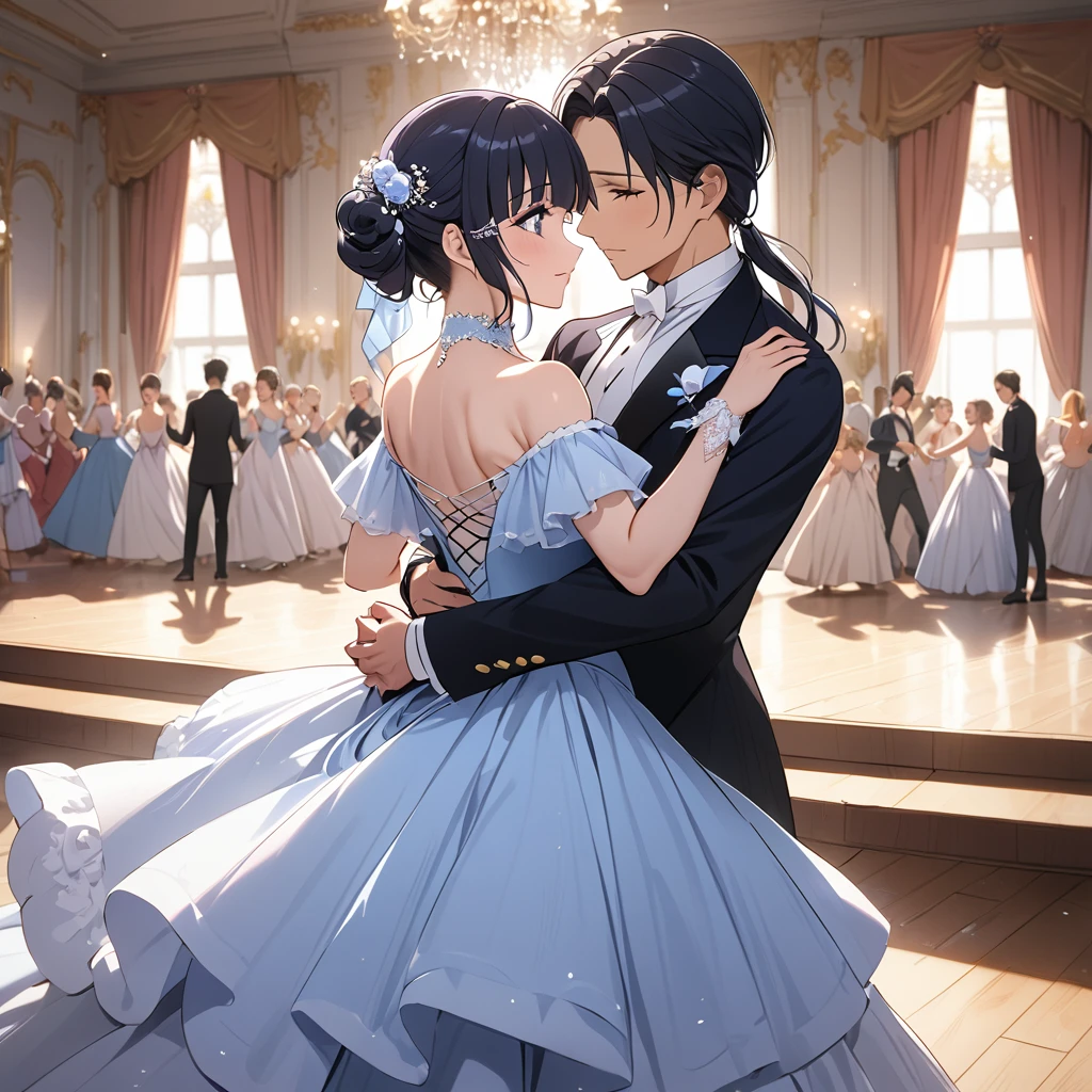 ((Highest quality)), ((masterpiece)), (detailed), (Perfect Face)、The woman is Reika Aoki with semi-long hair、A woman is dancing the waltz in a waltz costume in Vienna
