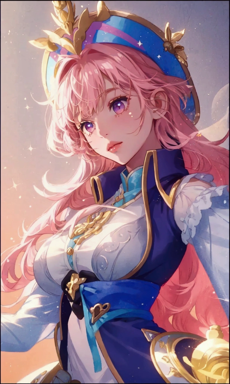 A Girl Holding a Magic Wand Her Beautiful Charming Light Pink Hair 
